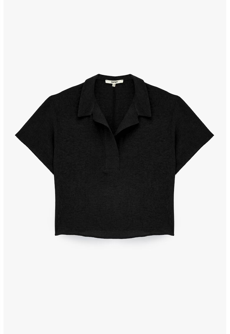KOTON Bluza crop cu maneci scurte - Negru