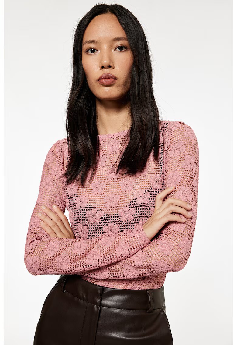 KOTON Bluza cu perforatii si model floral - Roz
