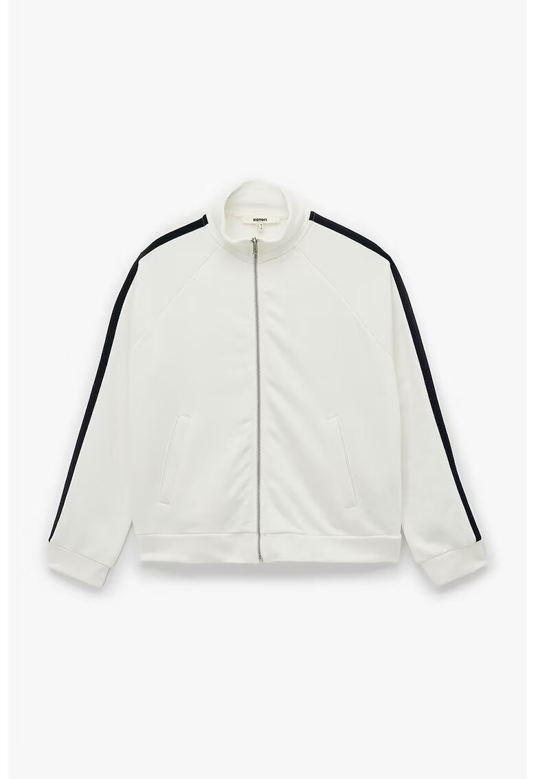 KOTON Bluza de trening cu buzunare oblice - Alb fildes/Negru