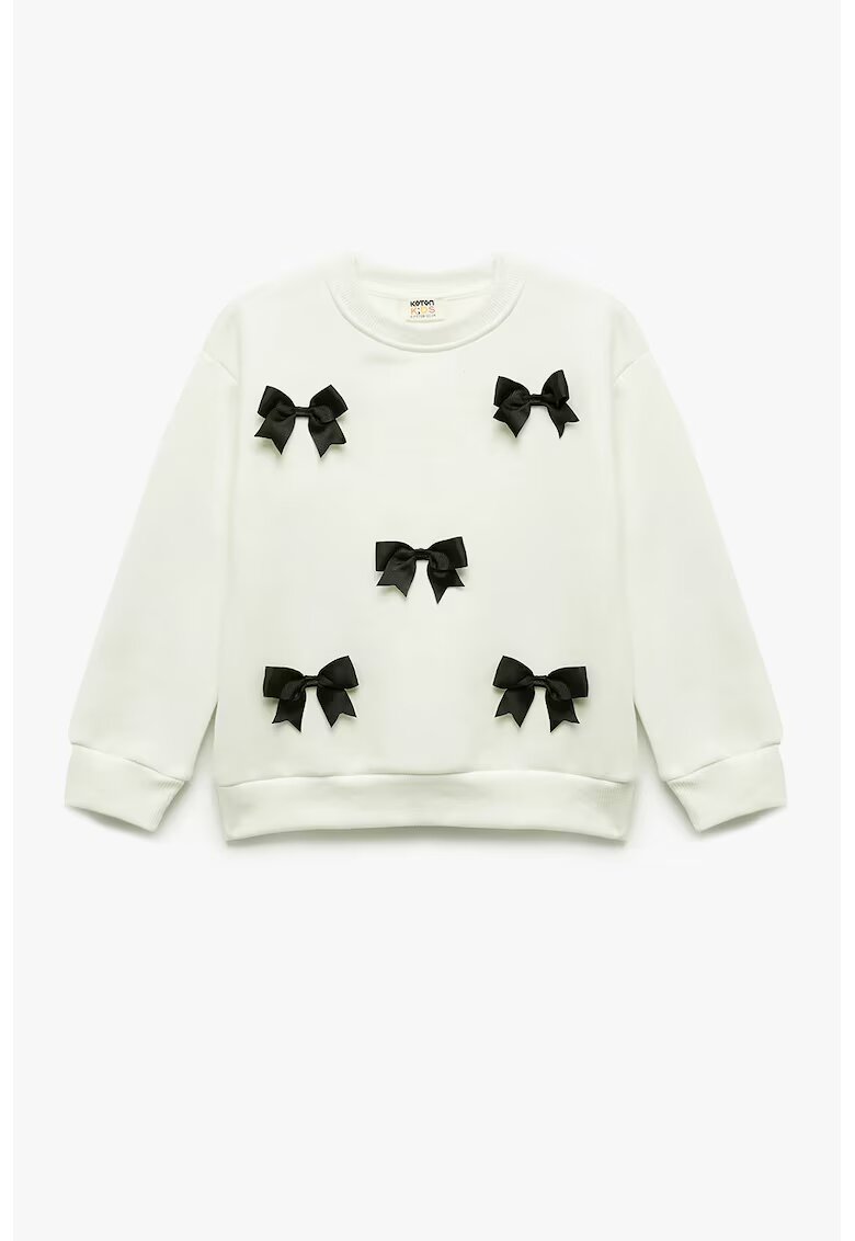KOTON Bluza de trening cu funde - Alb/Negru