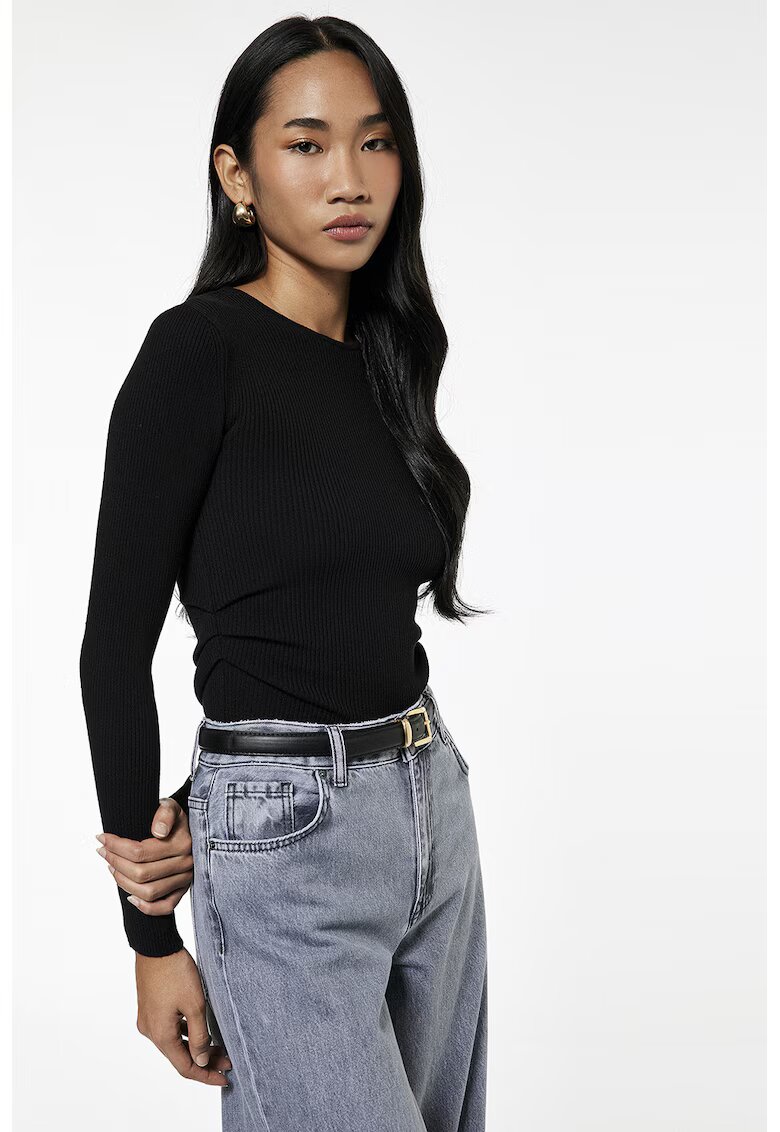 KOTON Bluza slim fit striata - Negru