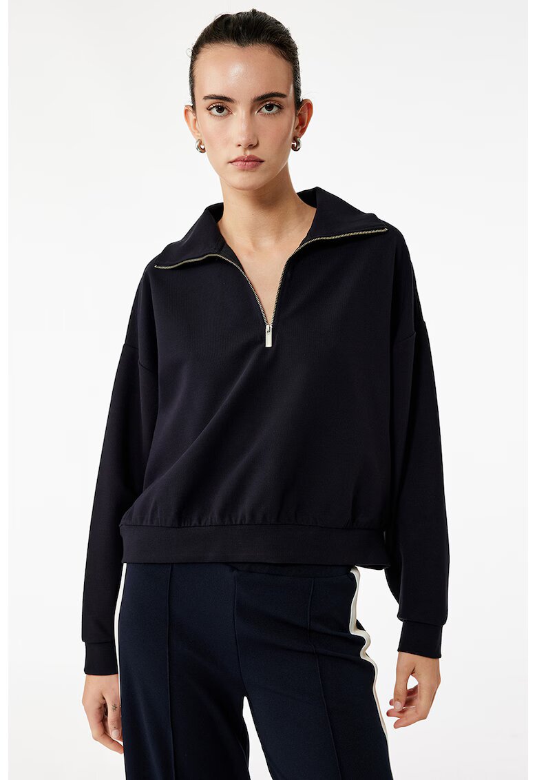 KOTON Bluza uni de trening cu fermoar scurt - Negru