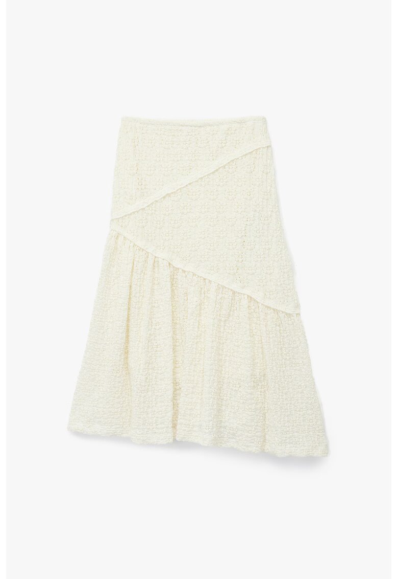 KOTON Fusta midi texturata - Crem