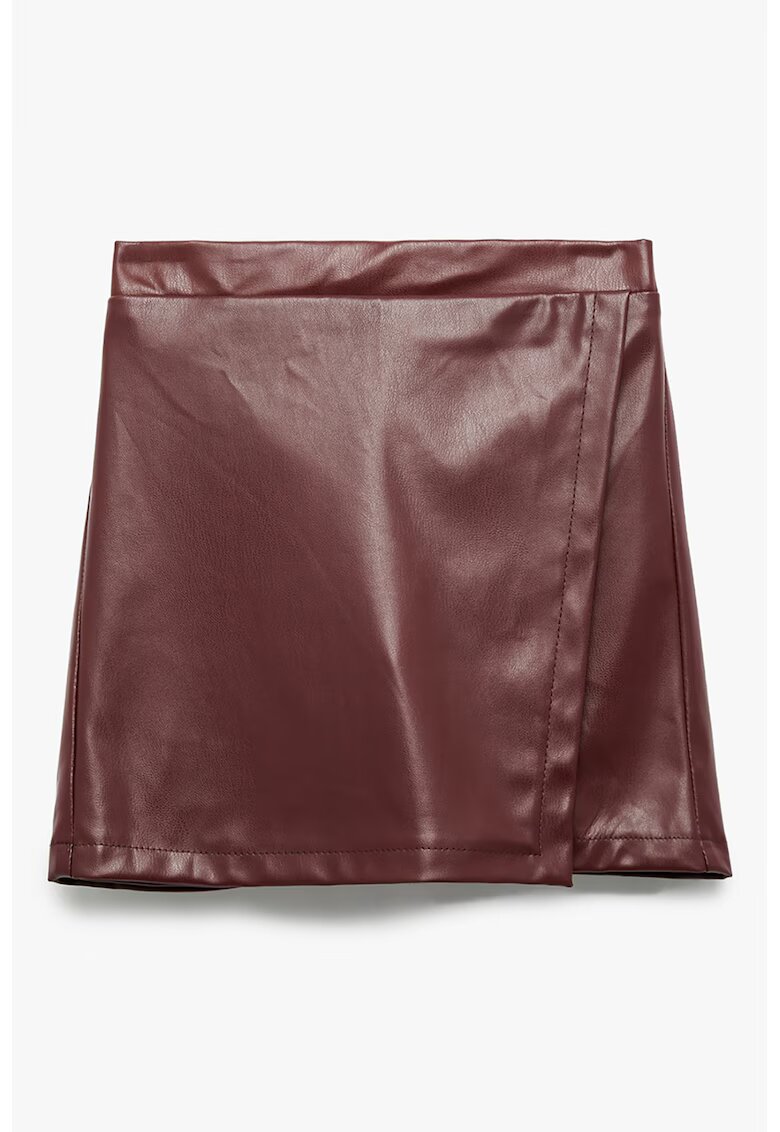 KOTON Fusta-pantalon de piele ecologica cu model petrecut - Maro cognac