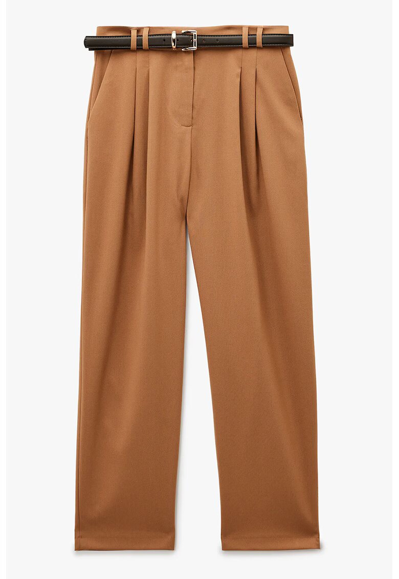 KOTON Pantaloni crop cu pliuri - Caramel