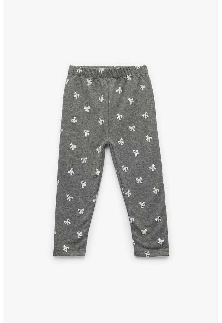 KOTON Pantaloni cu talie elastica si imprimeu - Alb/Gri inchis