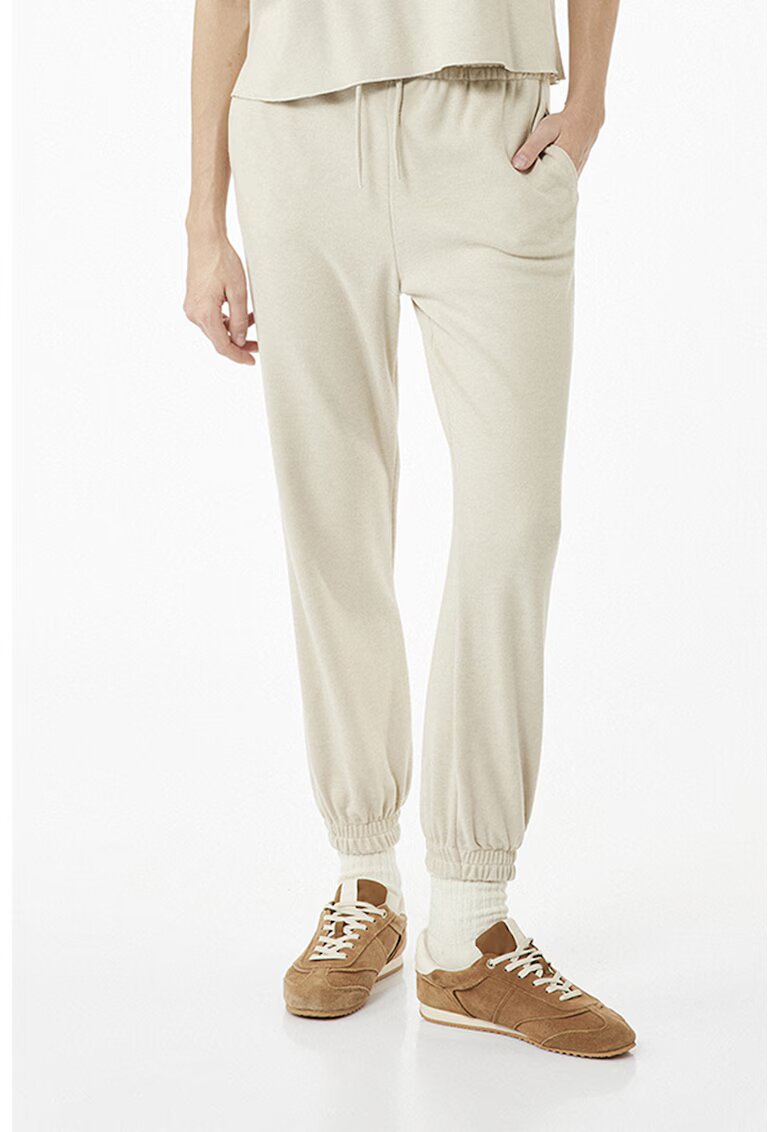 KOTON Pantaloni de trening conici cu snururi - Alb fildes