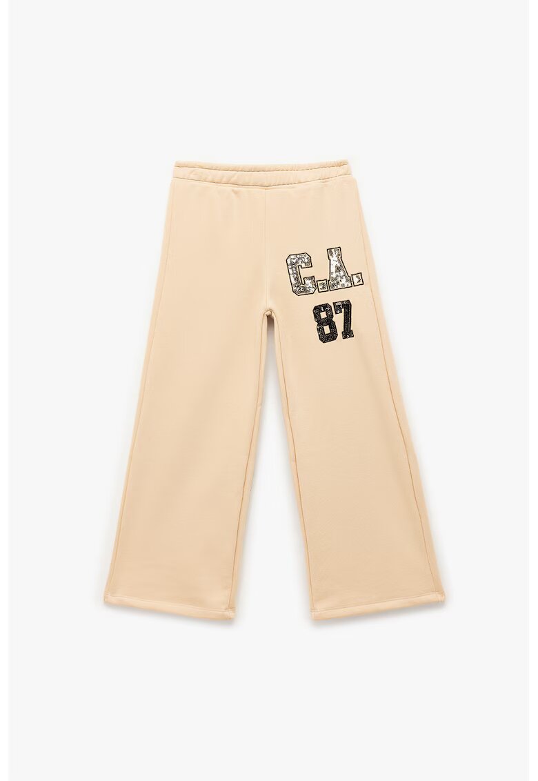 KOTON Pantaloni de trening din amestec de bumbac cu paiete - Bej inchis/Argintiu
