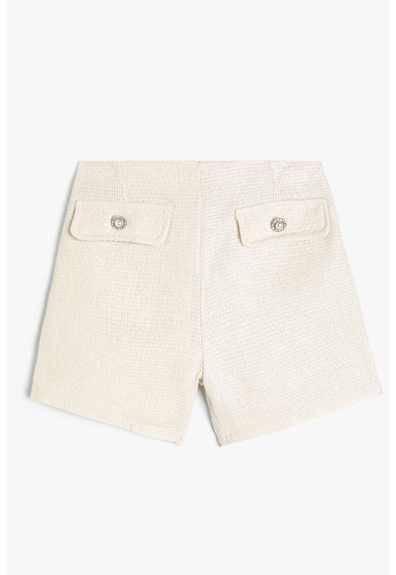 KOTON Pantaloni scurti texturati din amestec de bumbac - Crem