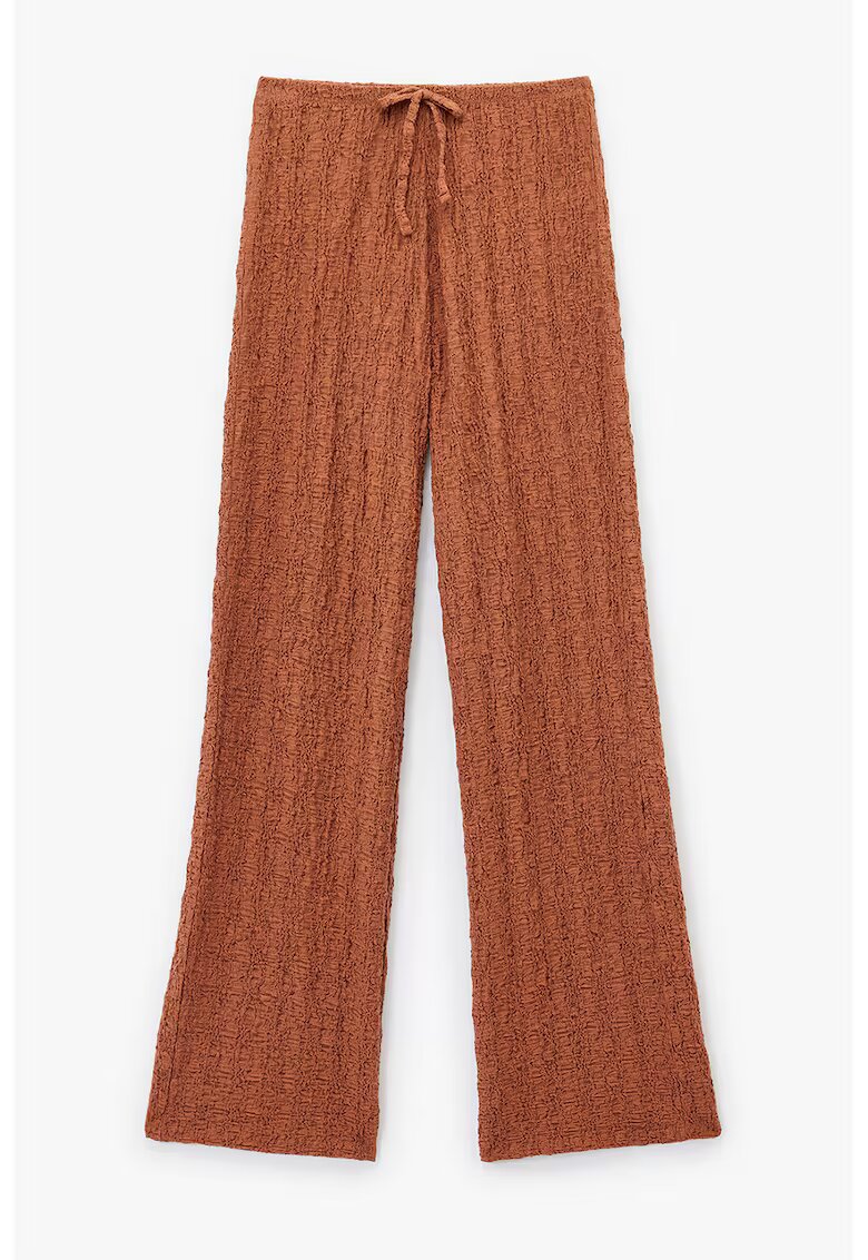 KOTON Pantaloni texturati cu snur - Maro scortisoara