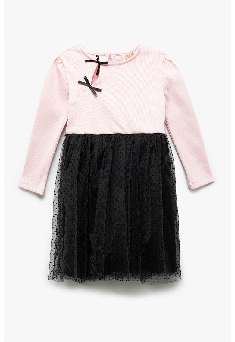 KOTON Rochie combi cu terminatie din tul - Roz pastel/Negru stins