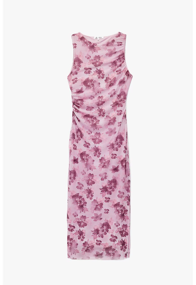 KOTON Rochie midi cu model - Roz pastel/Roz fandango