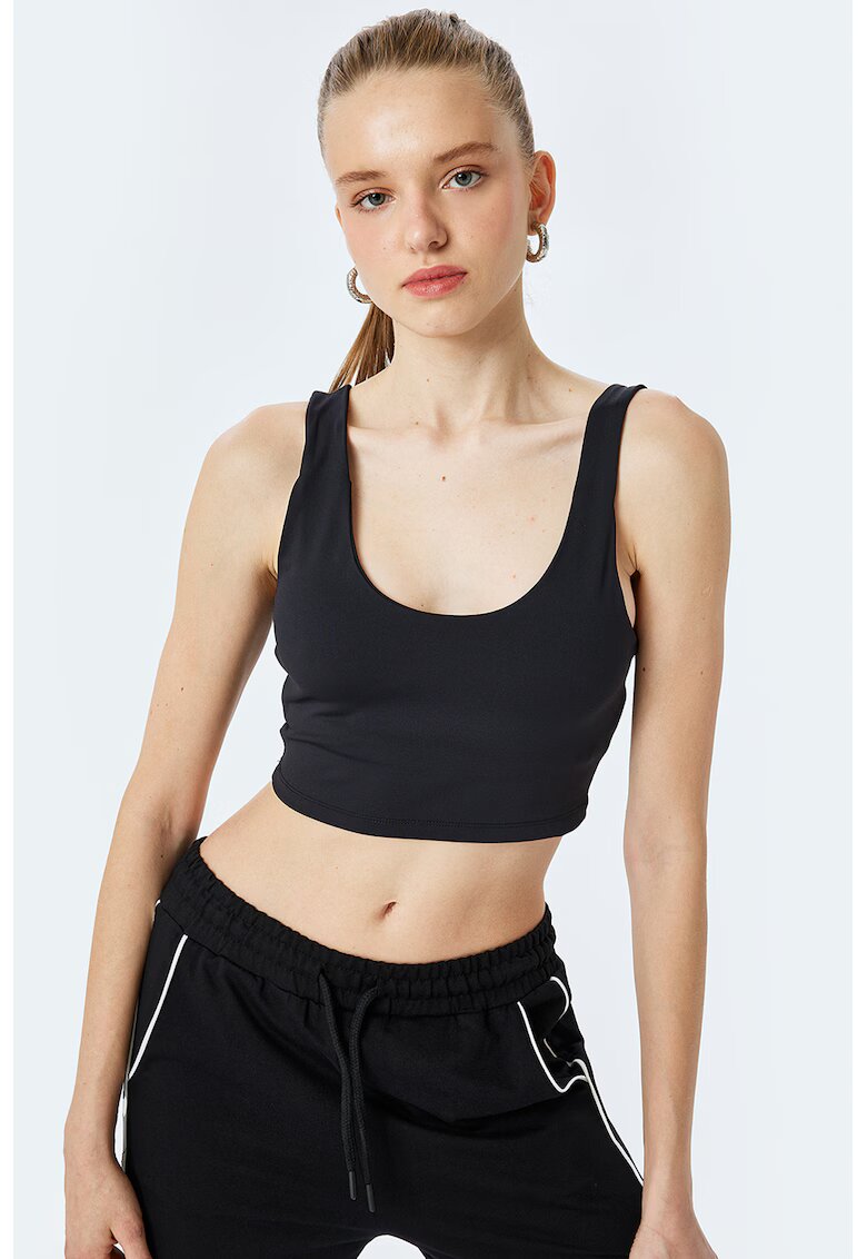 KOTON Top crop cu decolteu adanc - Negru
