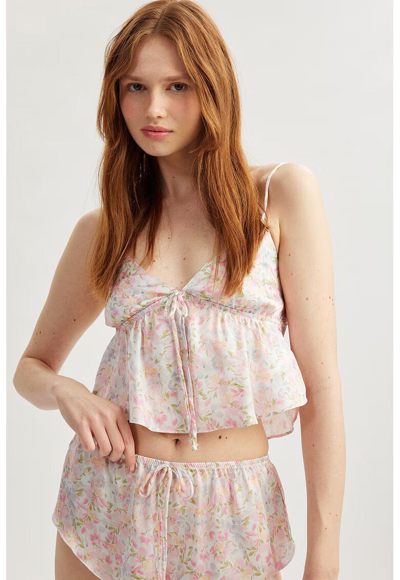 KOTON Top de pijama cu model floral - Verde/Roz
