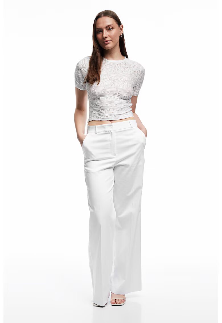 KOTON Tricou crop texturat - Alb optic