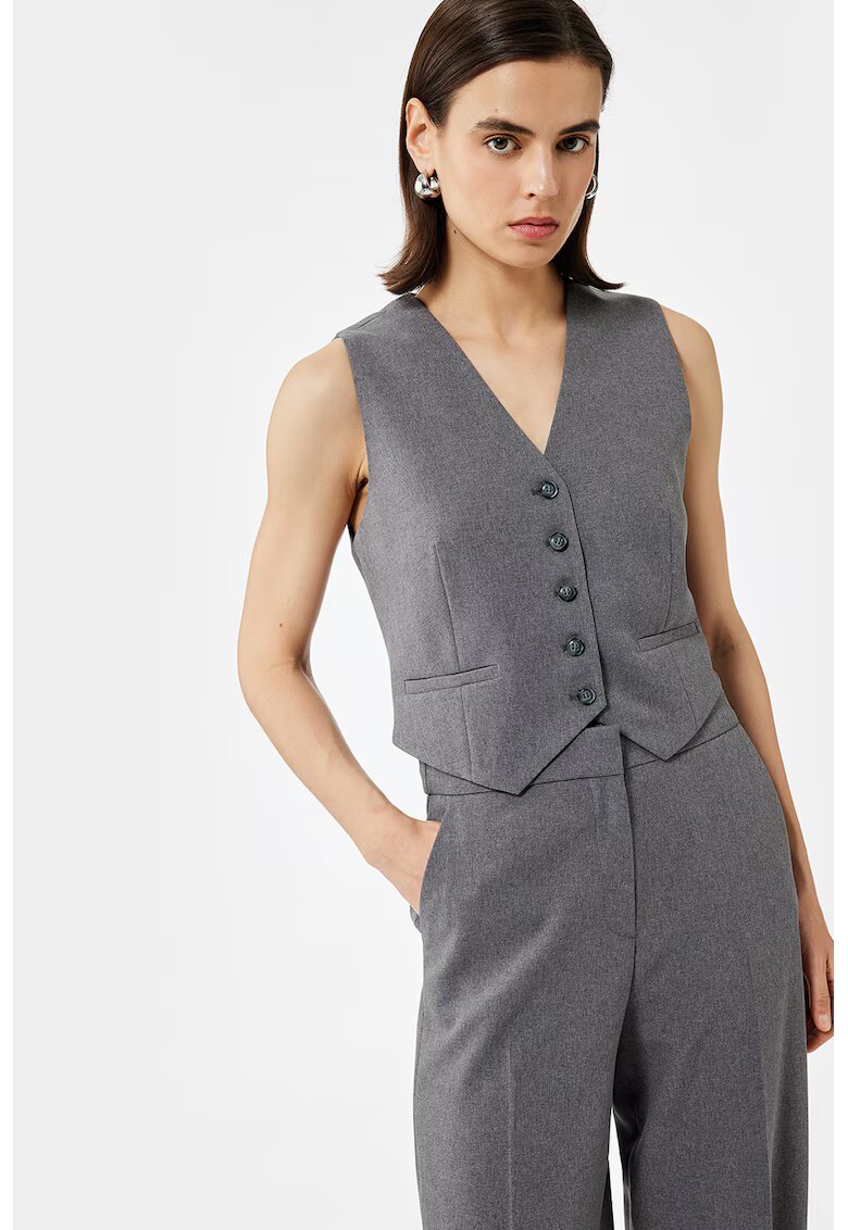 KOTON Vesta crop cu nasturi - Gri inchis