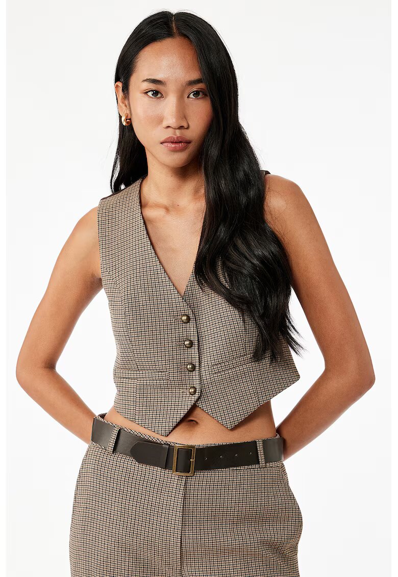 KOTON Vesta crop cu nasturi - Maro camel