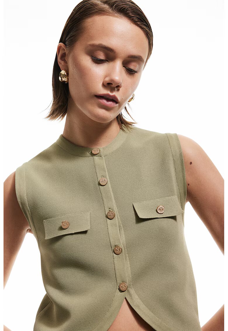 KOTON Vesta crop tricotata - Kaki