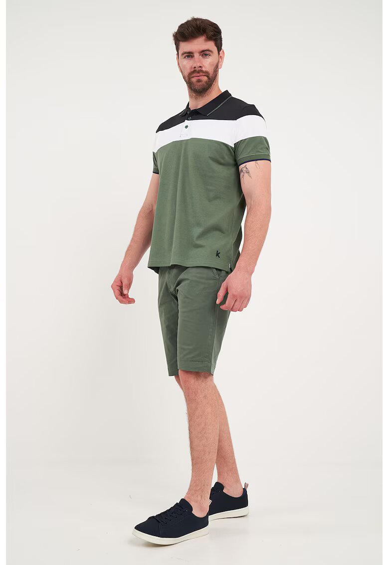 KVL by KENVELO Bermude chino cu model uni - Verde feriga