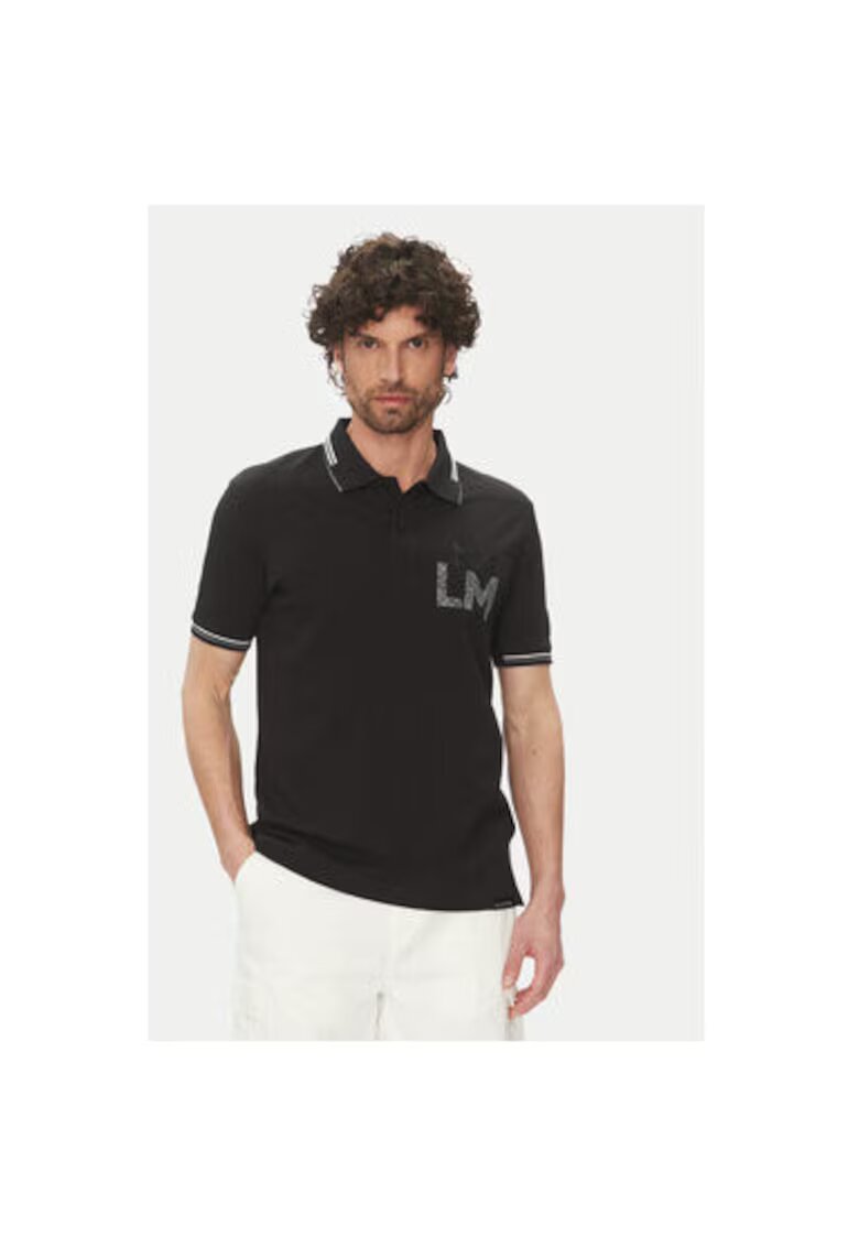 La Martina Tricou polo barbati MAP009 PK001 - Bumbac - Negru - Negru