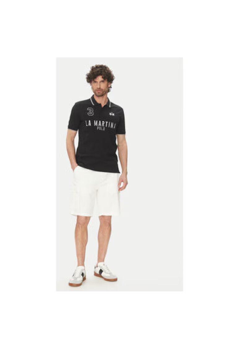 La Martina Tricou polo barbati MAP320 PK001 - Bumbac - 46745 - Negru
