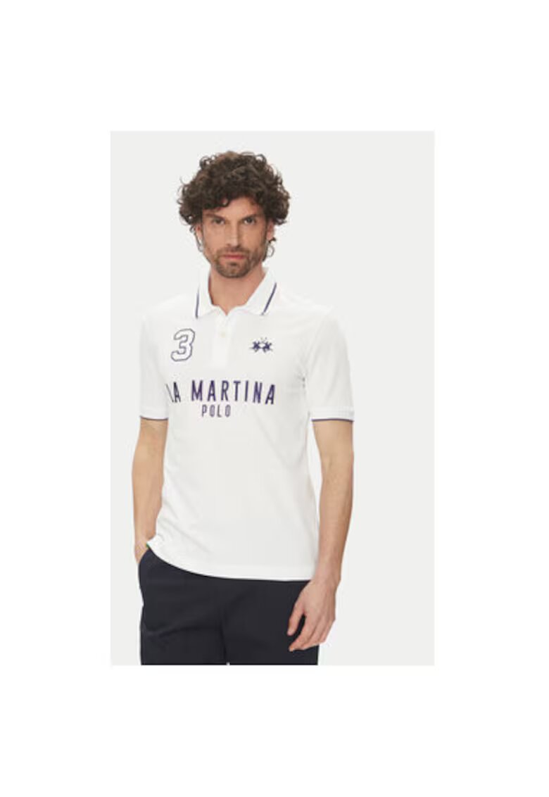 La Martina Tricou polo barbati PK001 - Bumbac - Alb - Alb