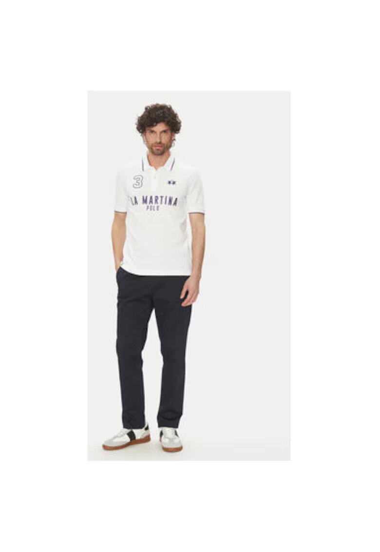 La Martina Tricou Polo barbati PK001 - Bumbac/Elastan - 3XL INTL - Alb