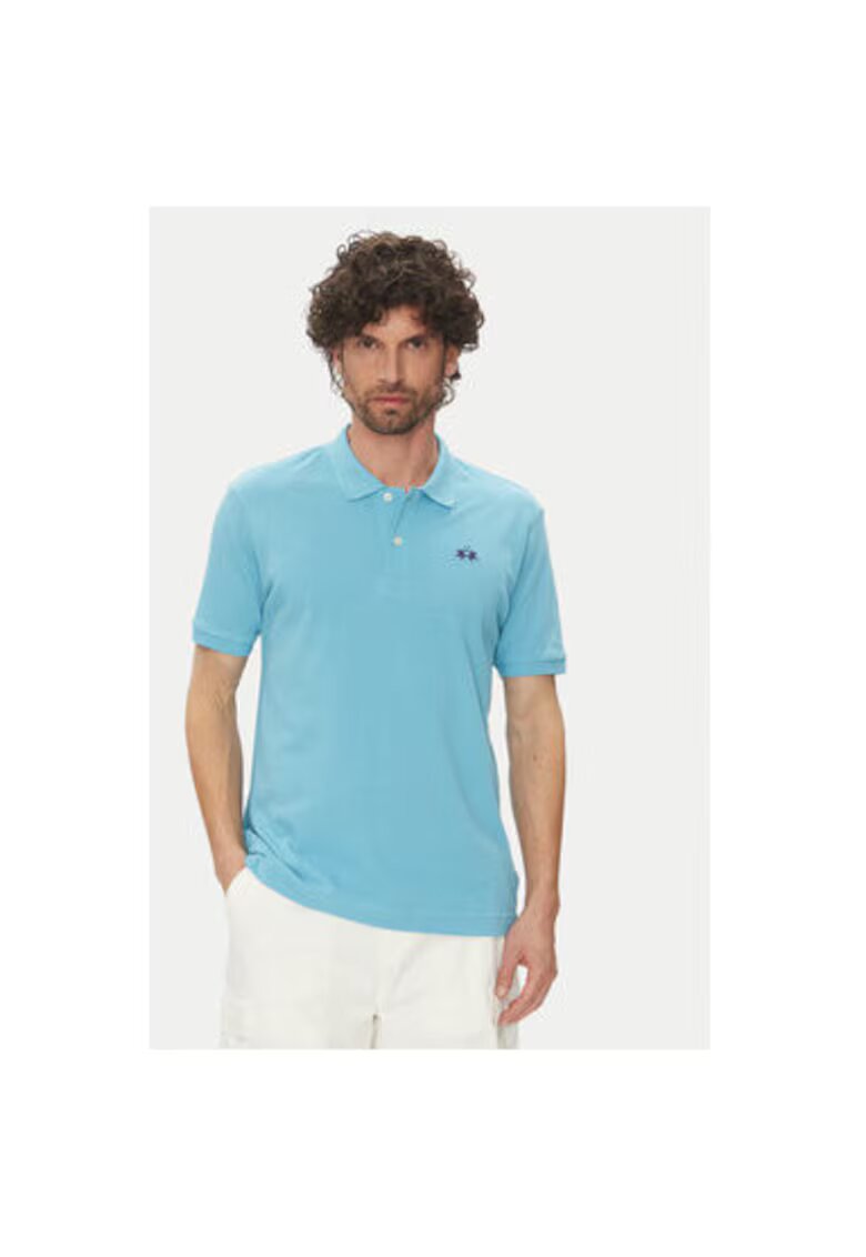 La Martina Tricou polo barbati PK031 - Bumbac - Albastru deschis - Albastru deschis