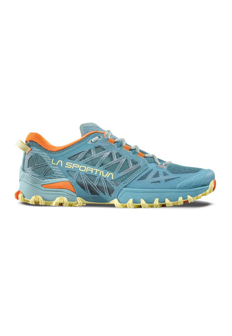 La Sportiva Pantofi Bushido III din plasa cu detalii contrastante - adecvati pentru alergarea pe teren accidentat - Albastru lavanda/Galben pal/Portocaliu mandarina