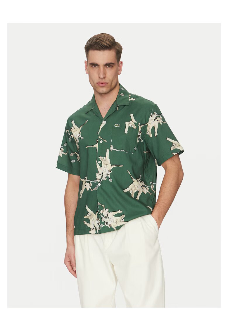 Lacoste Camasa barbati verde - bumbac
