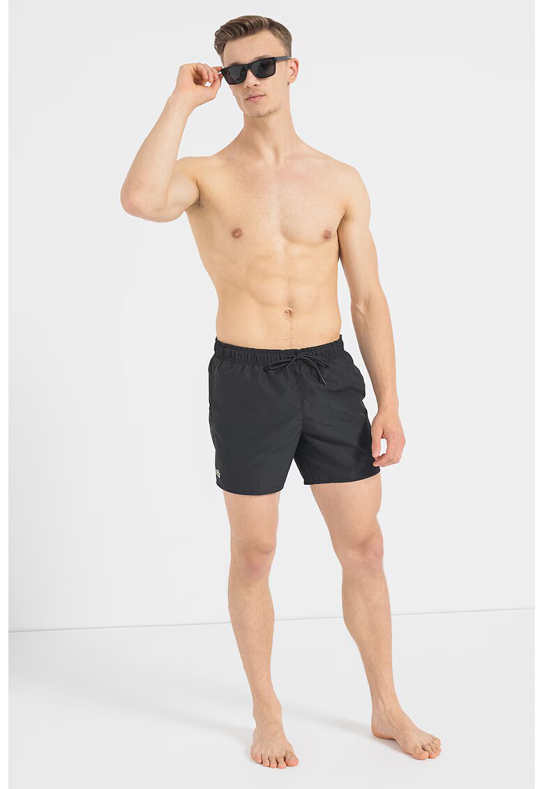 Lacoste Pantaloni scurti de baie cu snur in talie - Negru
