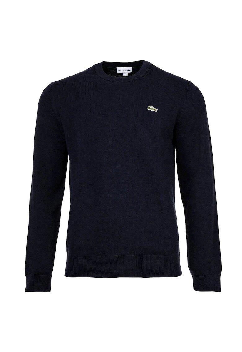 Lacoste Pulover din amestec de bumbac cu decolteu la baza gatului - Albastru inchis