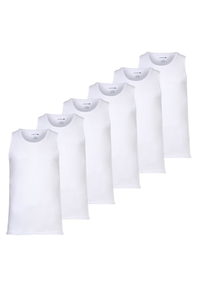Lacoste Set de maiouri slim fit - 6 piese - Alb