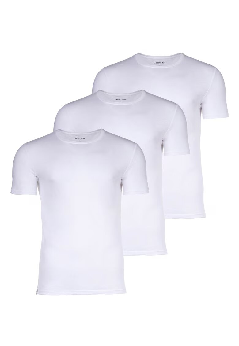Lacoste Set de tricouri slim fit din bumbac cu decolteu la baza gatului - 3 piese - Alb