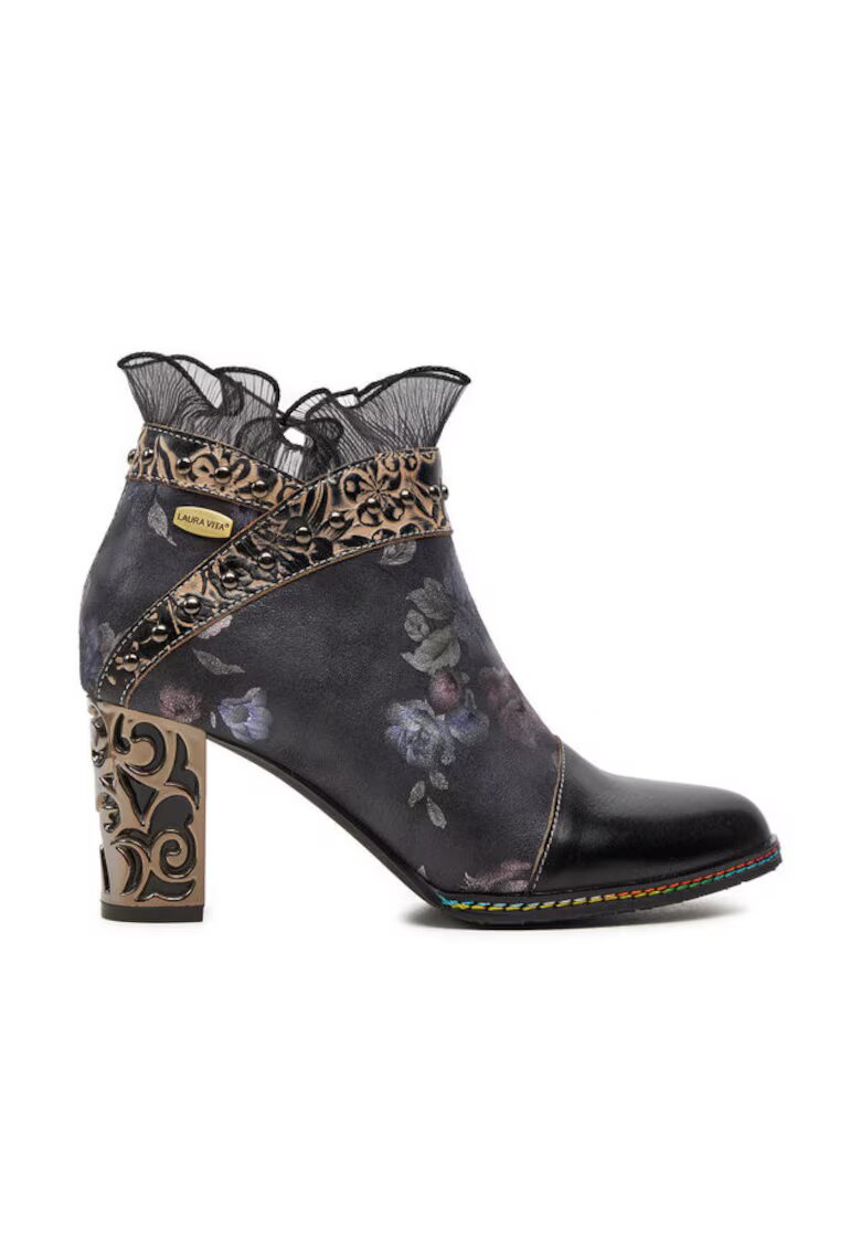 Laura Vita Botine dama - piele naturala - gri/auriu