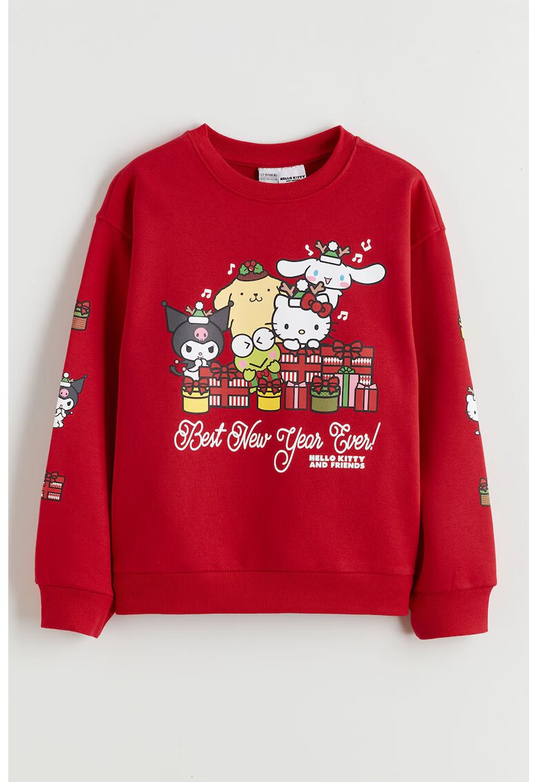 LC WAIKIKI Bluza de trening cu croiala lejera si imprimeu Hello Kitty si Friends - Rosu/Alb/Galben