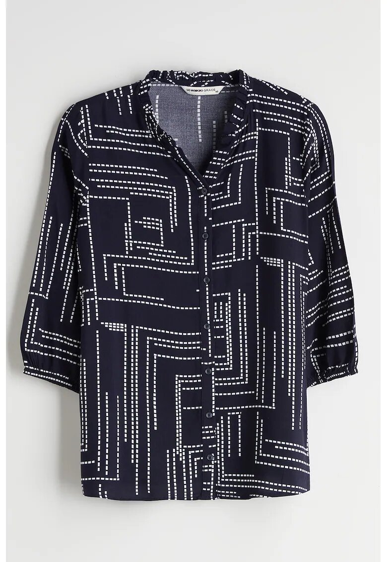 LC WAIKIKI Camasa cu maneci scurte si model - Alb/Bleumarin