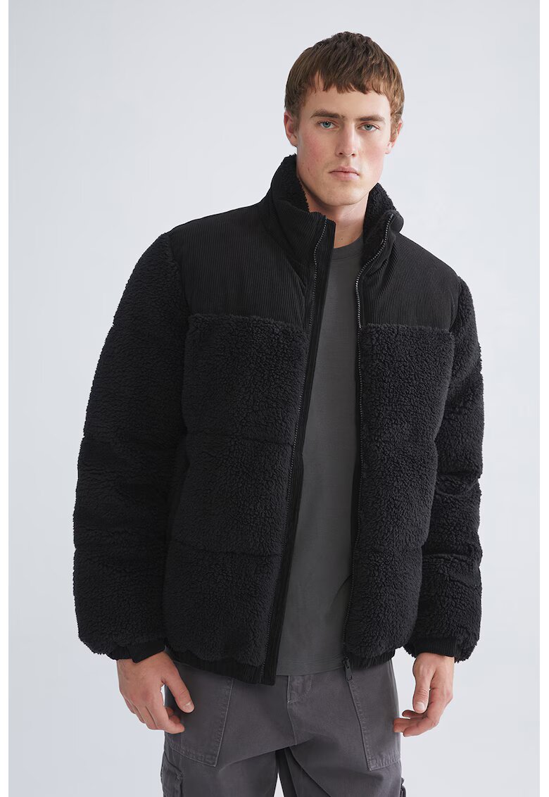 LC WAIKIKI Geaca din teddy cu guler inalt - Negru