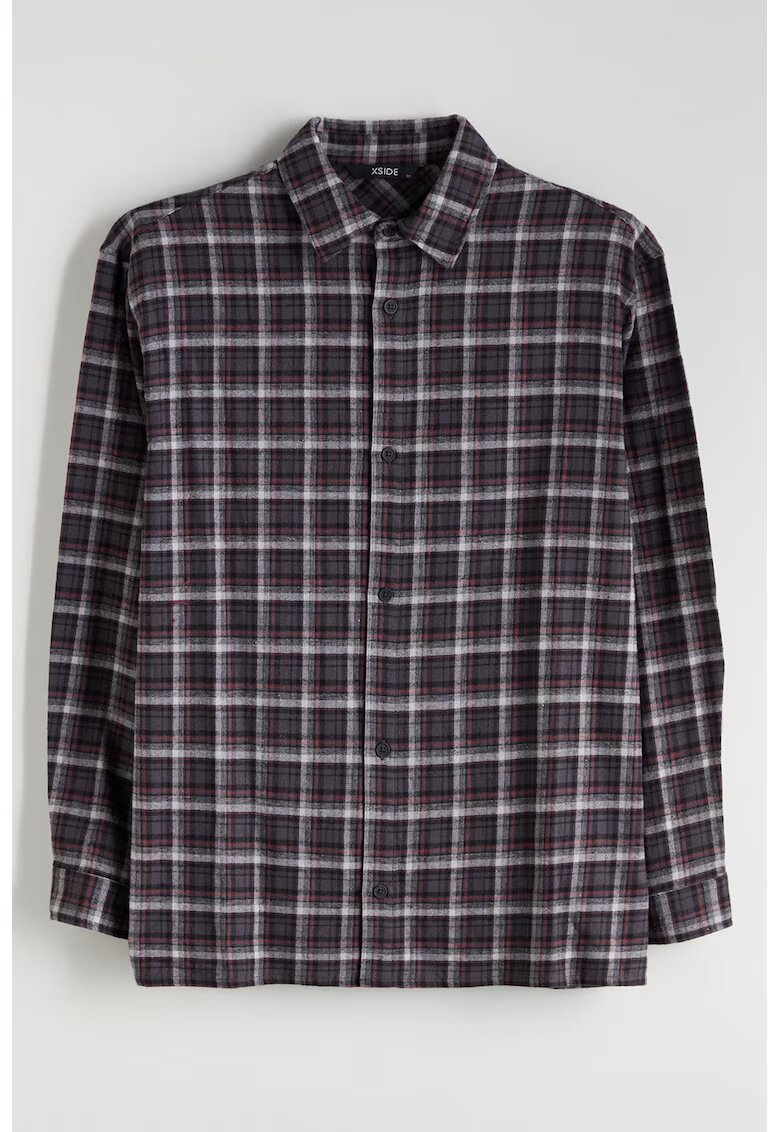 LC WAIKIKI Jacheta-camasa lejera cu model in carouri - Gri deschis/Violet/Rosu stins