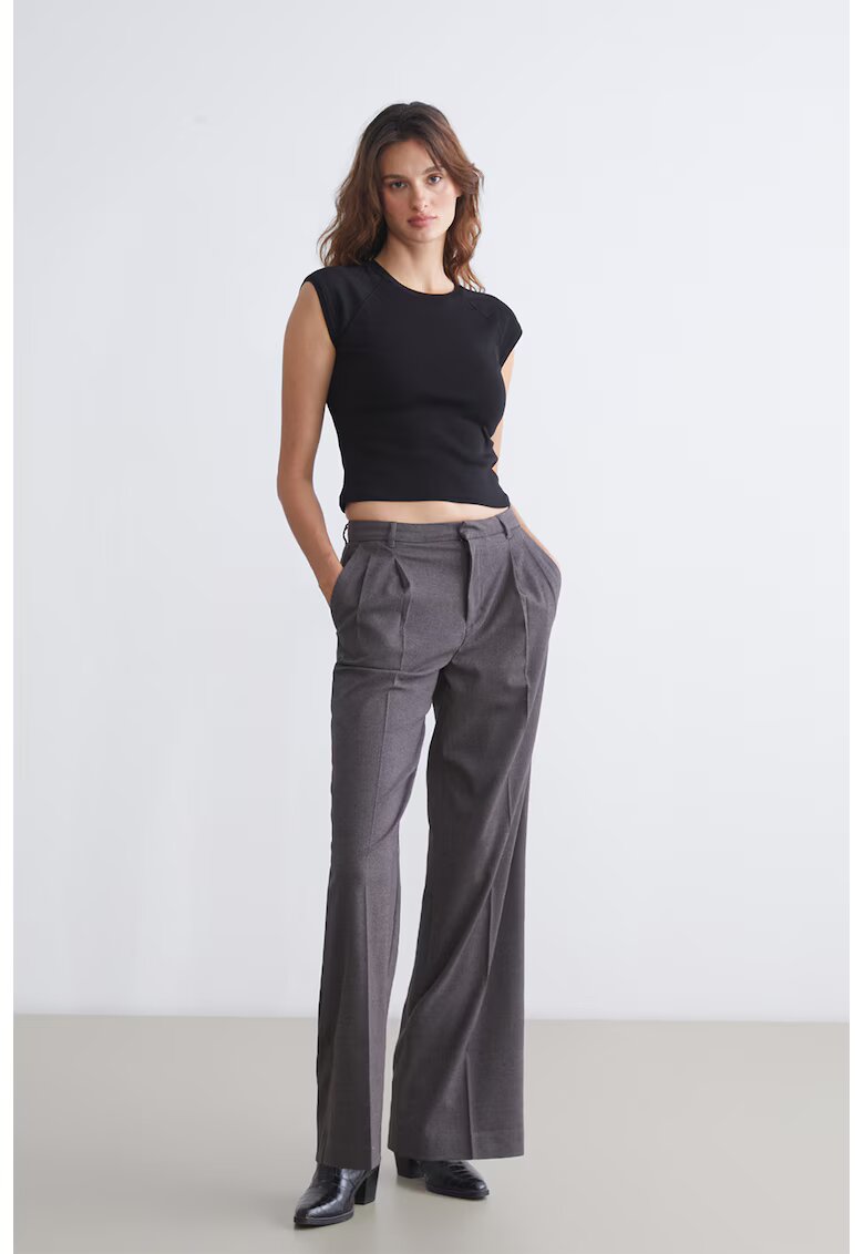 LC WAIKIKI Pantaloni cu croiala ampla si talie medie Vision - Gri inchis