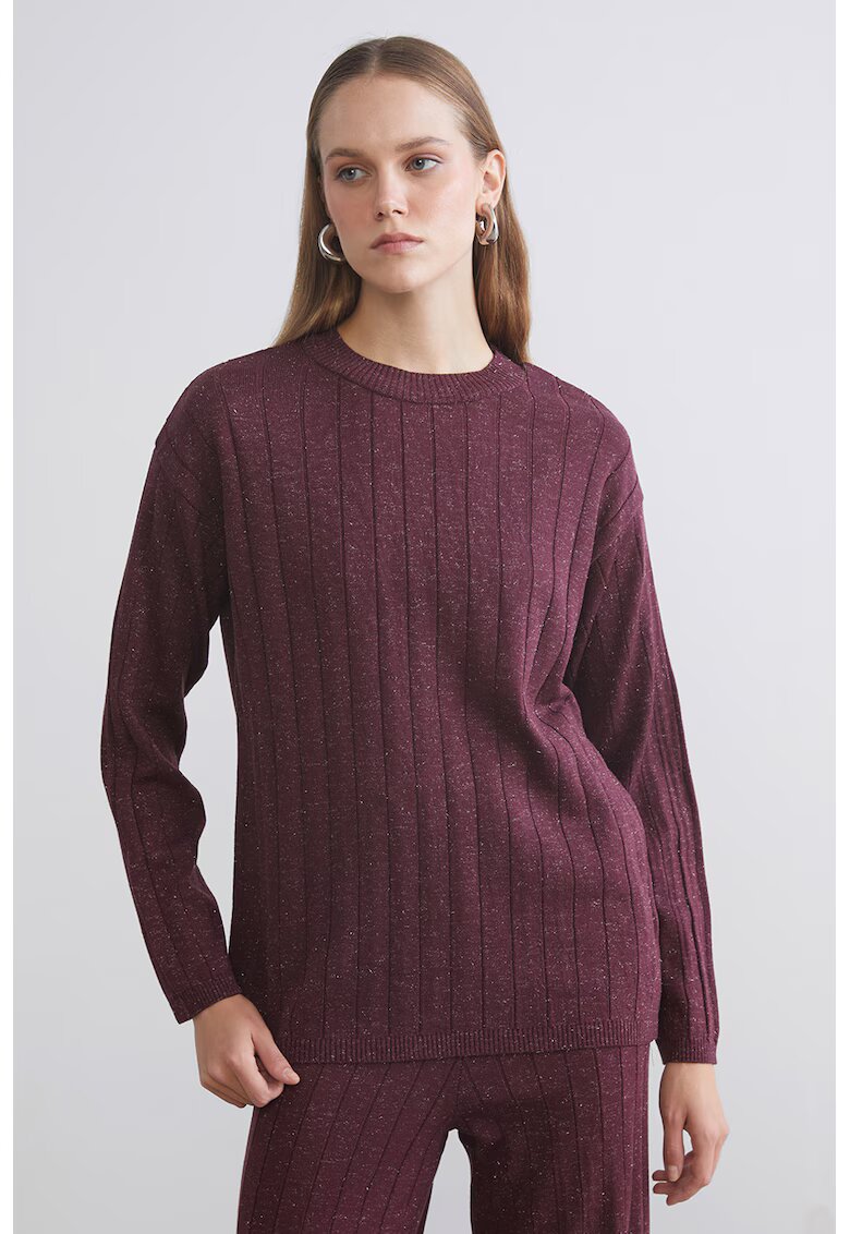 LC WAIKIKI Pulover din lurex cu decolteu la baza gatului - Violet tyrian