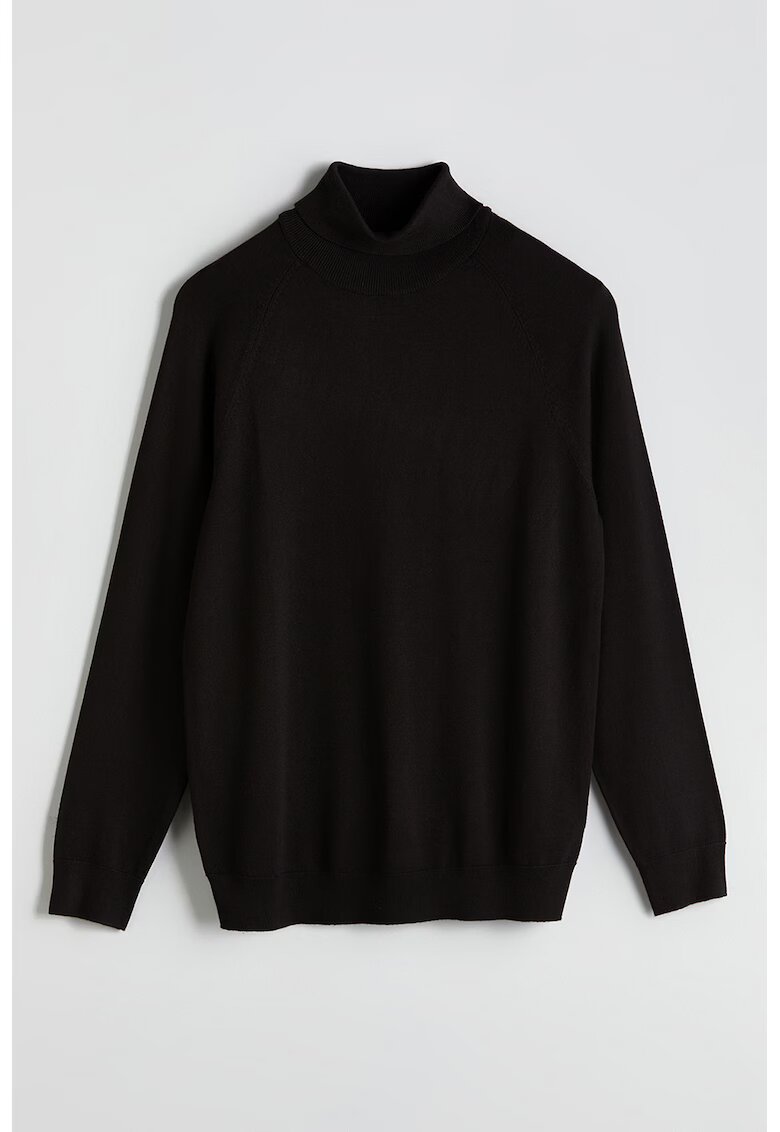 LC WAIKIKI Pulover tricotat fin cu maneci raglan - Negru