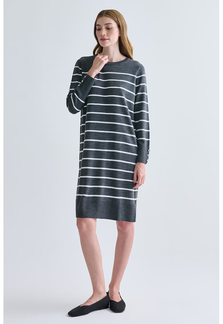 LC WAIKIKI Rochie scurta dreapta cu dungi - Alb/Gri carbune