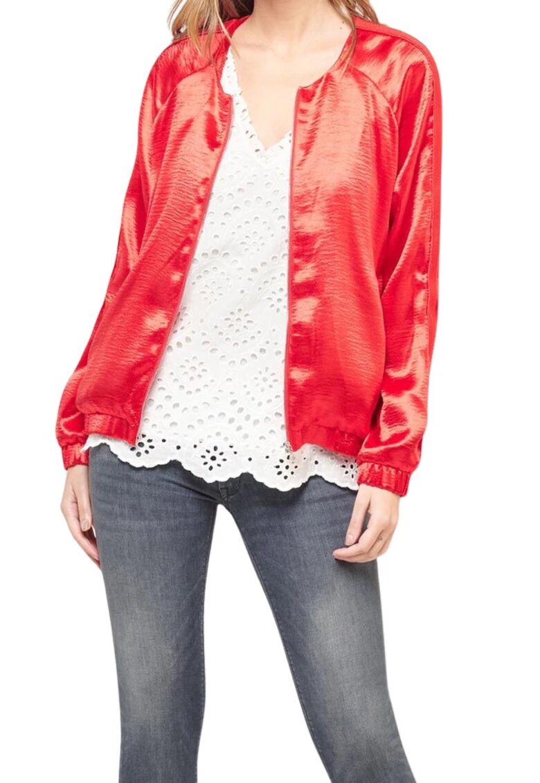 Le Temps des Cerises Geaca bomber rosie - poliester - cu fermoar - pentru femei -