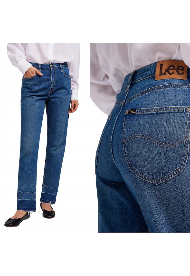Lee Blugi dama mom jeans - regular fit - talie inalta - albastru - bumbac -
