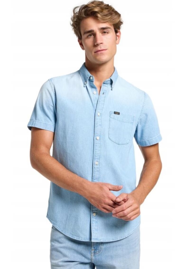 Lee Camasa barbati model BUTTON DOWN SS - regular fit - albastru - bumbac