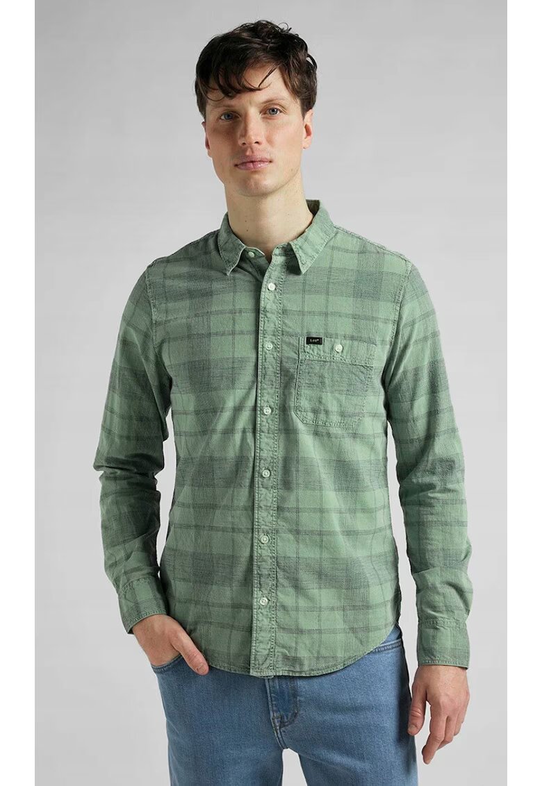 Lee Camasa barbati - model sure - verde - bumbac - maneca scurta - regular fit -