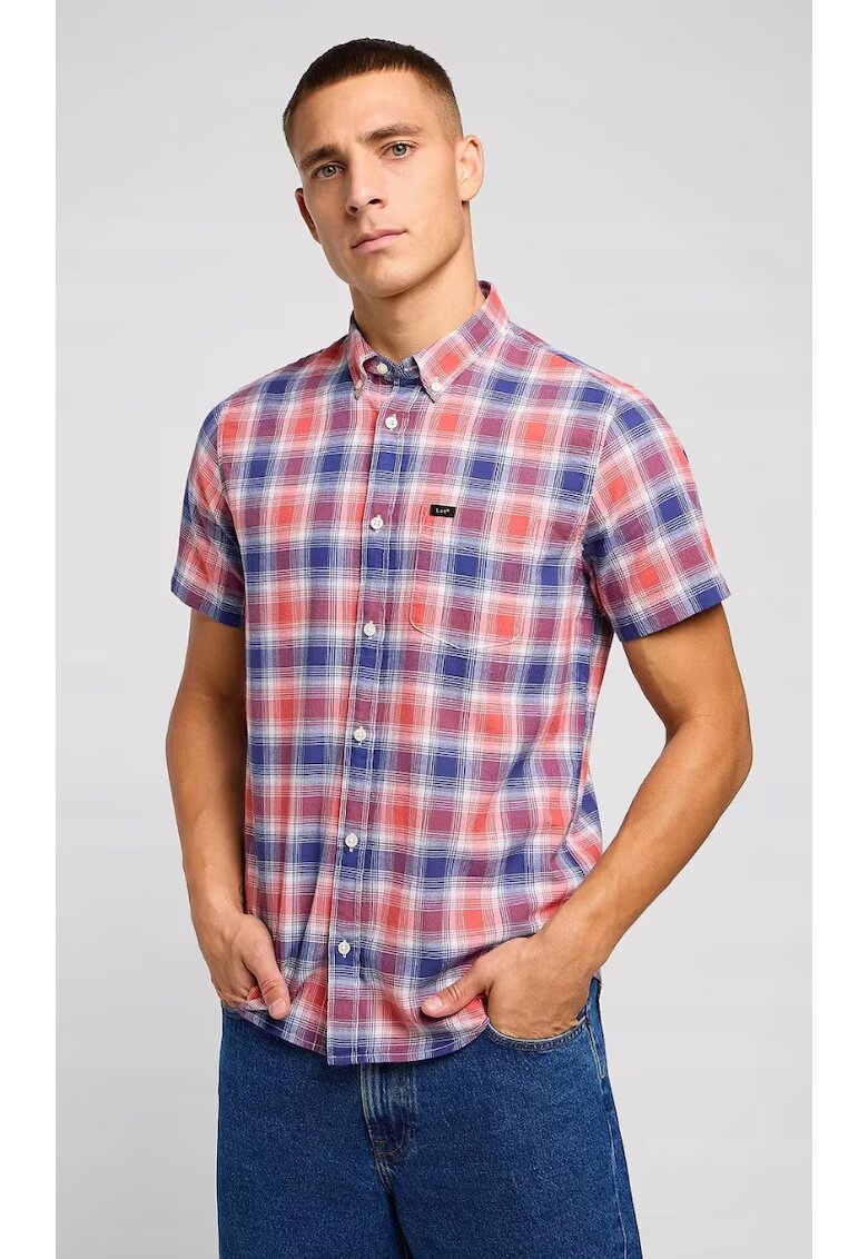 Lee Camasa barbati - Poppy - regular fit - bej roscat si albastru - bumbac