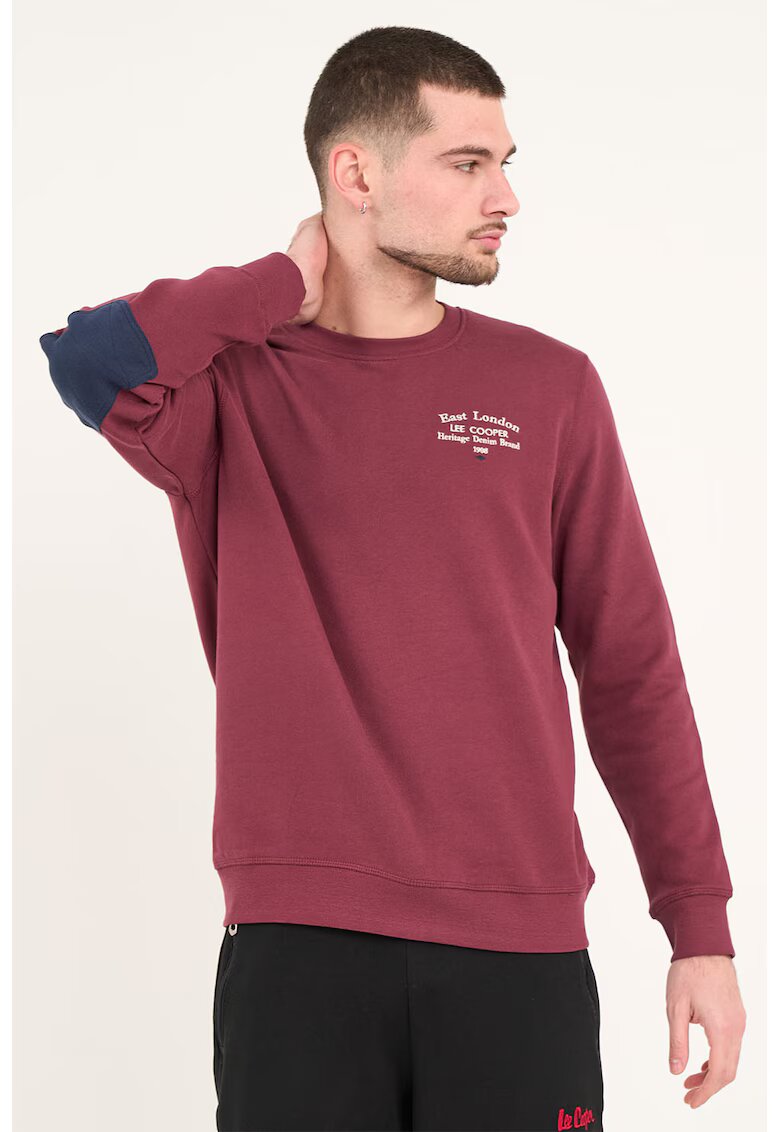 Lee Cooper Bluza de trening cu aplicatii pe coate - Visiniu