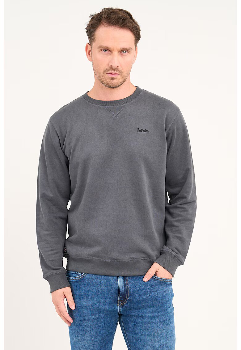 Lee Cooper Bluza de trening cu decolteu la baza gatului si logo brodat - Gri inchis